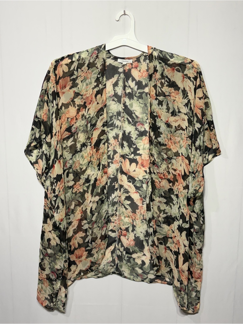 Maurices Plus Size  Sheer Floral Kimono Overpiece